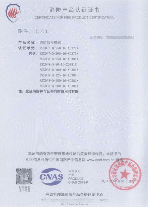 CERTIFICATE FOR FIRE PRODUCT CERTIFICATION