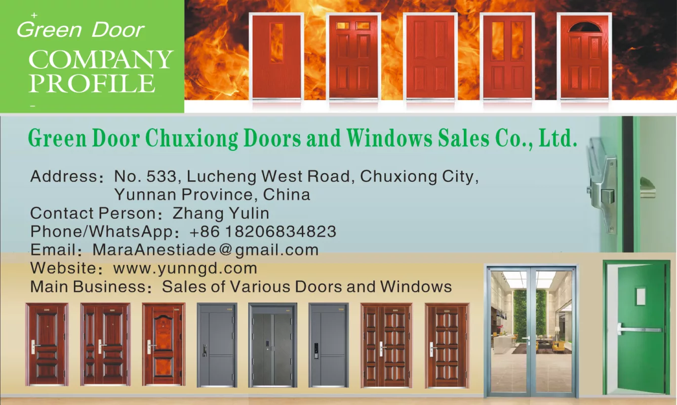 The business card for Mr. Zhang Yulin, the CEO of GD Doors and Windows Co., Ltd.